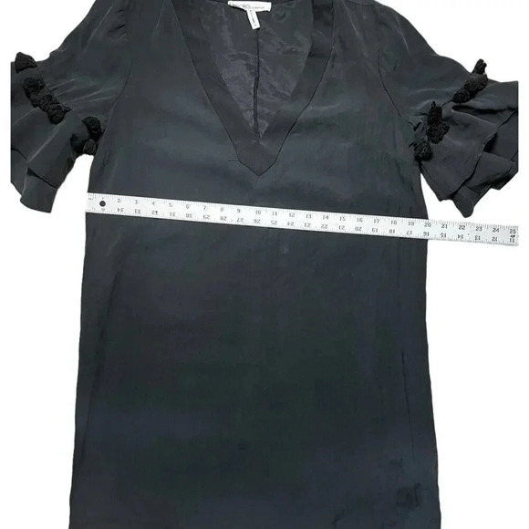 BCBGeneration Black Tassel Ruffle Mini Tunic Short Mini Dress Size Small Soft - Picture 7 of 7